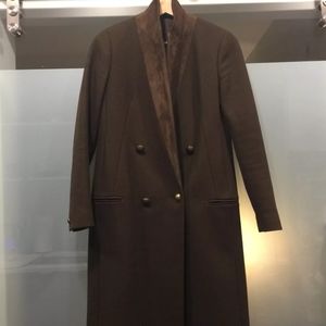 AllSaints Una double breast Long Coat Olive sz 2